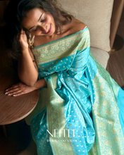 Load image into Gallery viewer, SKY BLUE DOUBLE SHADE SEMI SATIN BANARASI SAREE SSB25-2 - NEITEE
