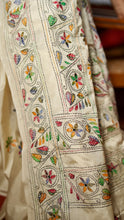 Load image into Gallery viewer, OFF WHITE MULTICOLOUR KANTHA SILK SAREE KSJ24-4 - NEITEE