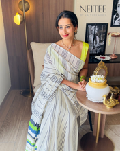 Load image into Gallery viewer, BLACK KARA SAREE WITH CONTRAST GREEN BORDER JO25-3 - NEITEE