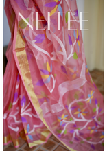 Load image into Gallery viewer, PEACH PINK PURE MUSLIN JAMDANI JSJ24-2 - NEITEE