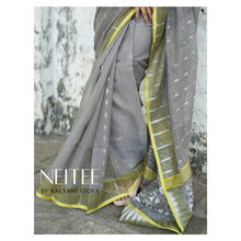 Load image into Gallery viewer, GREY AND YELLOW BENGAL COTTON SAREE BCA24-5 - NEITEE