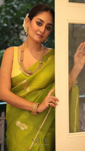 Load image into Gallery viewer, LIME GREEN ORGANZA SILK SAREE OSO24-2 - NEITEE