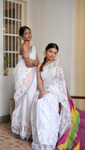 Load image into Gallery viewer, WHITE WITH CONTRAST BORDER COTTON SAREE KDM24-7 - NEITEE