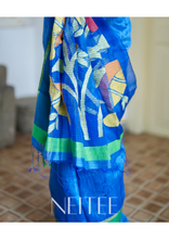 Load image into Gallery viewer, BRIGHT BLUE PURE MUSLIN JAMDANI SAREE JSJ24-8 - NEITEE