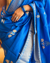 Load image into Gallery viewer, COBALT BLUE BANARASI KATAN SILK SAREE BSF21-10 - NEITEE