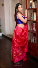Load image into Gallery viewer, RANI RED AND PINK CHANDERI SILK SAREE CSA24-6 - NEITEE