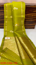 Load image into Gallery viewer, LIME GREEN ORGANZA SILK SAREE OSO24-2 - NEITEE
