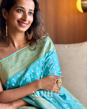 Load image into Gallery viewer, SKY BLUE DOUBLE SHADE SEMI SATIN BANARASI SAREE SSB25-2 - NEITEE
