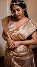 Load image into Gallery viewer, LIGHT GREY GOLD TISSUE SILK SAREE TSA24-7 - NEITEE