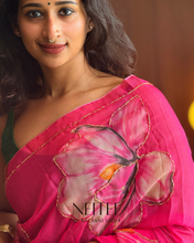 Load image into Gallery viewer, AISHA- FLORAL PINK SEMI CHIFFON CF26-4 - NEITEE