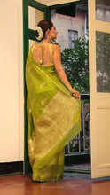Load image into Gallery viewer, LIME GREEN ORGANZA SILK SAREE OSO24-2 - NEITEE