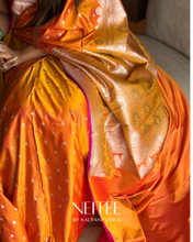 Load image into Gallery viewer, MANGO ORANGE PINK HUE SEMI SATIN BANARASI SSB25-5 - NEITEE