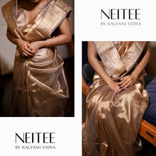 Load image into Gallery viewer, LIGHT GREY GOLD TISSUE SILK SAREE TSA24-7 - NEITEE