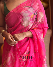 Load image into Gallery viewer, AISHA- FLORAL PINK SEMI CHIFFON CF26-4 - NEITEE