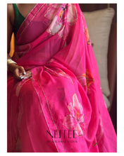 Load image into Gallery viewer, AISHA- FLORAL PINK SEMI CHIFFON CF26-4 - NEITEE