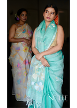 Load image into Gallery viewer, LIGHT TURQUOISE AND WHITE LOTUS PURE MUSLIN JAMDANI JSJ24-12 - NEITEE