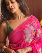 Load image into Gallery viewer, AISHA- FLORAL PINK SEMI CHIFFON CF26-4 - NEITEE