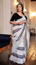 Load image into Gallery viewer, BLACK AND WHITE WITH RED PURE SILK SAREE CSA24-3 - NEITEE