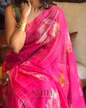 Load image into Gallery viewer, AISHA- FLORAL PINK SEMI CHIFFON CF26-4 - NEITEE