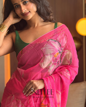 Load image into Gallery viewer, AISHA- FLORAL PINK SEMI CHIFFON CF26-4 - NEITEE