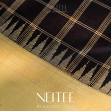 Load image into Gallery viewer, BROWN CHECKS WITH PISTA WHITE KANCHIVARAM SILK SAREE KS25-6 - NEITEE