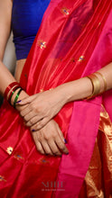 Load image into Gallery viewer, RANI RED AND PINK CHANDERI SILK SAREE CSA24-6 - NEITEE