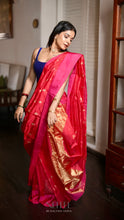 Load image into Gallery viewer, RANI RED AND PINK CHANDERI SILK SAREE CSA24-6 - NEITEE