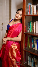 Load image into Gallery viewer, RANI RED AND PINK CHANDERI SILK SAREE CSA24-6 - NEITEE
