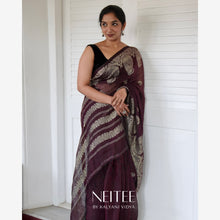 Load image into Gallery viewer, JAMUN PURPLE WITH SILVER SAREE BENGAL SAREE BCA24-10 - NEITEE