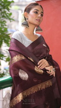 Load image into Gallery viewer, WINE ORGANZA SILK SAREE OSO24-5 - NEITEE