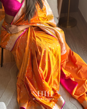 Load image into Gallery viewer, MANGO ORANGE PINK HUE SEMI SATIN BANARASI SSB25-5 - NEITEE