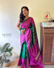 Load image into Gallery viewer, DARK GREEN WITH RANI PINK KANCHIVARAM SILK SAREE KS25-7 - NEITEE