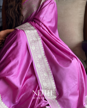 Load image into Gallery viewer, LILAC PINK SEMI SATIN BANARASI SAREE SSB25-4 - NEITEE
