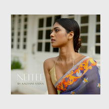 Load image into Gallery viewer, CYAN BLUE BUTTERFLY BENGAL COTTON SAREE BCA24-3 - NEITEE