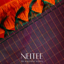 Load image into Gallery viewer, DOUBLE SHADE BROWN KHATTAM WITH PEACH PURPLE BORDER KS25-8 - NEITEE