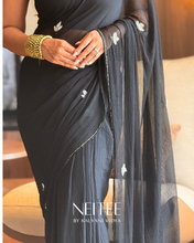 Load image into Gallery viewer, BLACK CHIFFON SAREE CF26-1 - NEITEE