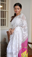 Load image into Gallery viewer, WHITE WITH CONTRAST BORDER COTTON SAREE KDM24-7 - NEITEE