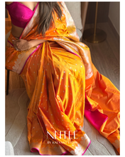 Load image into Gallery viewer, MANGO ORANGE PINK HUE SEMI SATIN BANARASI SSB25-5 - NEITEE