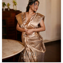 Load image into Gallery viewer, LIGHT GREY GOLD TISSUE SILK SAREE TSA24-7 - NEITEE