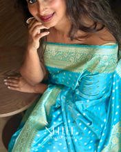 Load image into Gallery viewer, SKY BLUE DOUBLE SHADE SEMI SATIN BANARASI SAREE SSB25-2 - NEITEE