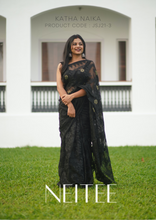 Load image into Gallery viewer, BLACK JAMDANI SAREE WITH JAAL WORK JSJ21-3 - NEITEE