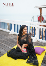 Load image into Gallery viewer, BLACK JAMDANI SAREE WITH JAAL WORK JSJ21-3 - NEITEE