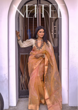 Load image into Gallery viewer, THREE TONE SAANJH CHANDERI TISSUE SILK SAREE CHA21-1 - NEITEE