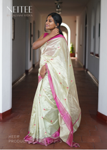 Load image into Gallery viewer, PASTEL GREEN CHANDERI ORGANZA SILK SAREE CHF21-3 - NEITEE