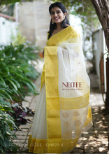 Load image into Gallery viewer, WHITE YELLOW CHANDERI ORGANZA SILK SAREE CHF21-4 - NEITEE
