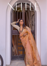 Load image into Gallery viewer, THREE TONE SAANJH CHANDERI TISSUE SILK SAREE CHA21-1 - NEITEE