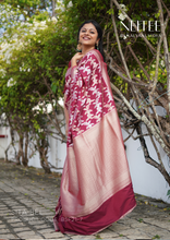 Load image into Gallery viewer, MAROON BANARASI CREPE SAREE BSF21-7 - NEITEE