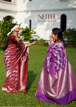 Load image into Gallery viewer, PURPLE BANARASI CREPE SAREE BSF21-6 - NEITEE