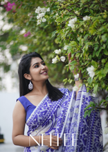 Load image into Gallery viewer, WHITE BLUE JAMDANI SAREE JSJ21-1 - NEITEE