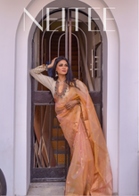 Load image into Gallery viewer, THREE TONE SAANJH CHANDERI TISSUE SILK SAREE CHA21-1 - NEITEE